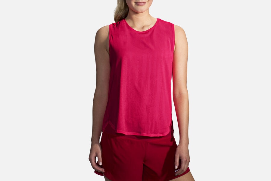 Brooks Women's Spirit Tank Tops Hot Pink Jacquard/Hot Pink ( TKDAM3582 )